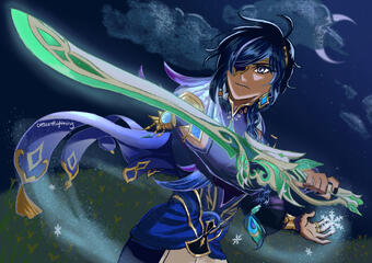 Kaeya &amp; the Light of Foliar Incision sword