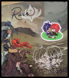 Rain Anthology (2022 - present). Back cover chibis and sticker.